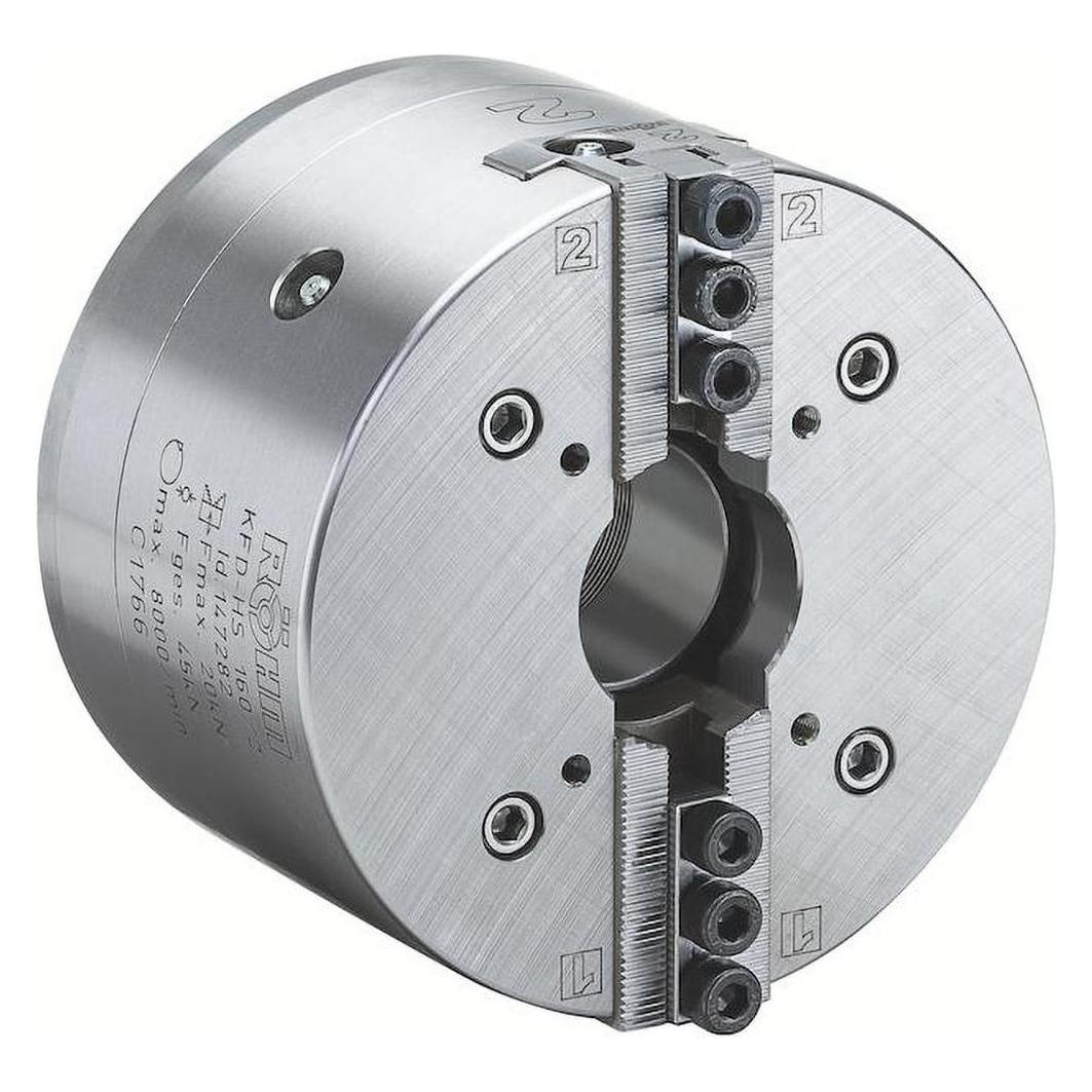 Röhm Kraftspannfutter KFD-HS 160, 2-Backen, Spitzverzahnung 90°, Zylindrische Zentrieraufnahme (147281)