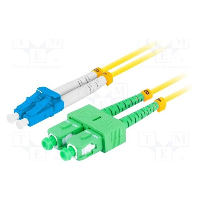 Lanberg Patchcord światłowodowy SM LC/UPC-SC/APC DUPLEX LSZH G657A1 żółty (0.50 m) (FO-LUSA-SD11-0005-YE)