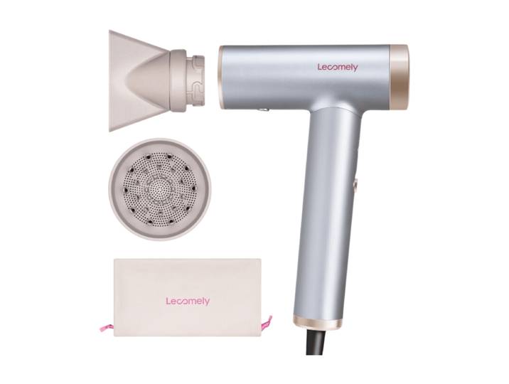 Lecomely Sèche-cheveux haute vitesse, puissant et léger, 2 vitesses et 4 réglages de température, conception ergonomique, bouton air froid, diffuseur et concentrateur