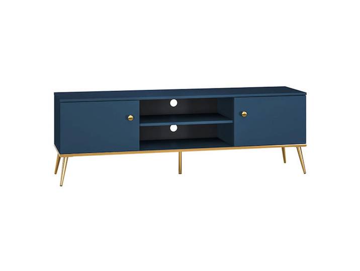 Feldmann-Wohnen Lowboard Marine dunkelblau / gold 160 / 40 / 54cm, Blau, Rechteckig, 160x54x40 cm, Wohnzimmer, TV Möbel, Lowboards, Lowboards stehend
