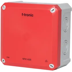 f-tronic 7340212 FR-Abzweigkasten 140x140x81mm, Ausbrechöffnungen IP66, PS, grau/rot, Sicherheitsbeleucht. NFK14SB