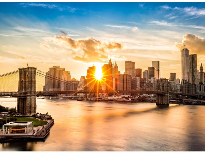 Fototapete PAPERMOON Brooklyn Bridge Sunset , bunt, B:1,5m L:1,11m, Vlies, Tapeten, Fototapete