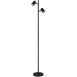 Stehlampe 2 flammig Wohnzimmerlampe Stehleuchte Spots schwenkbar Standlampe schwarz, Metall Aluminium, 2x GU10, H 158 cm