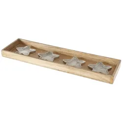 Kerzenleuchter Loriella Aluminium Mangoholz 4 Sterne B 17cm H 4cm