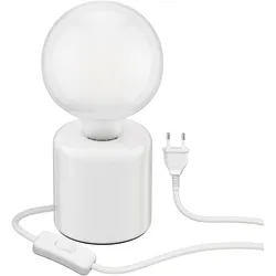 ledscom.de Tischlampe TIPO Porzellan rund weiß Kugel inkl. E27 G125 Lampe extra matt warm-weiß 550lm
