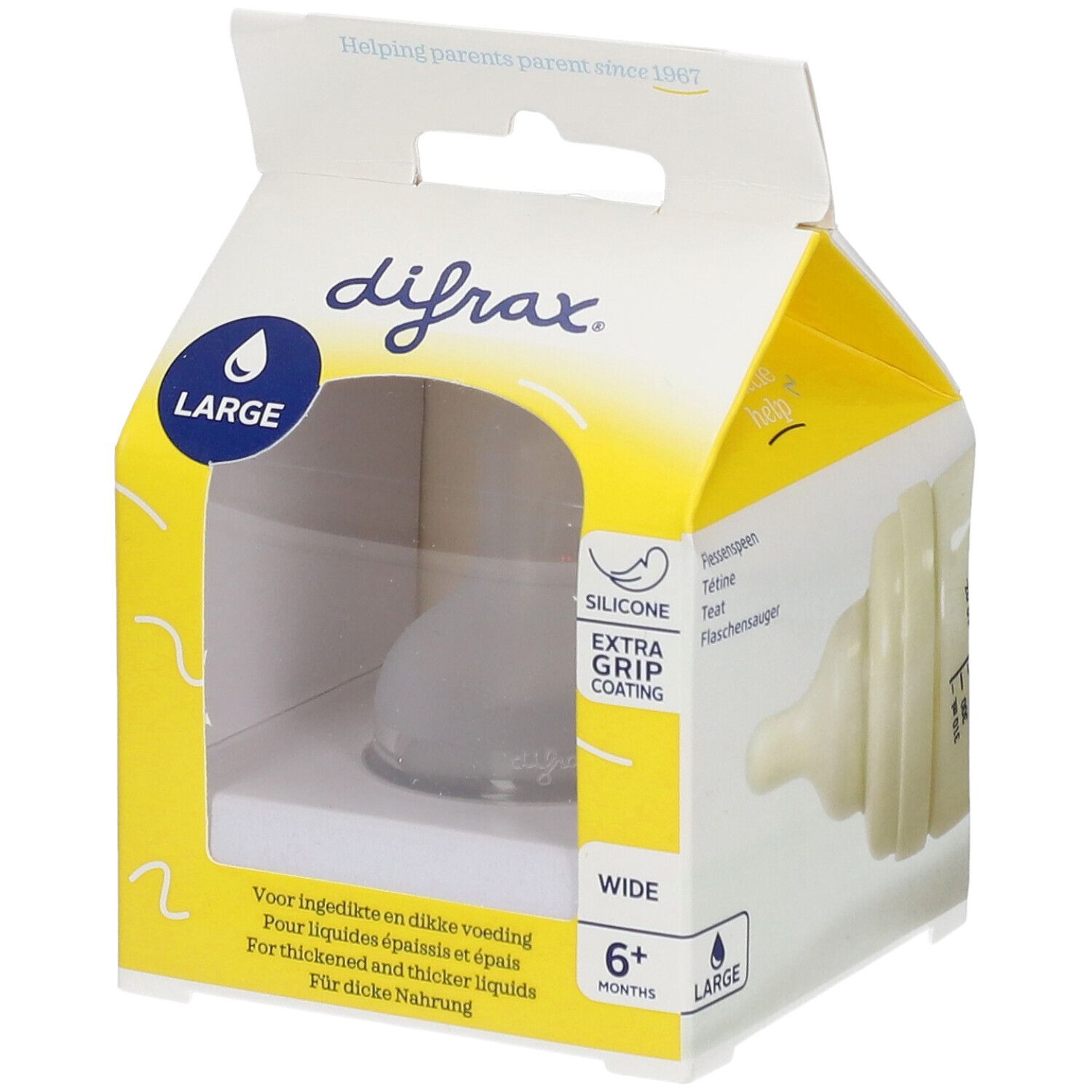 Difrax Flessenspeen Natural Wide Large 2 St Sauger