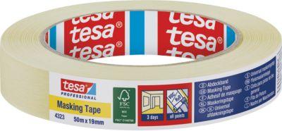 tesa tesakrepp 4323 Basic Kreppband, hellbeige, 50 m × 19 mm, leicht abreißbar, für Malerarbeiten