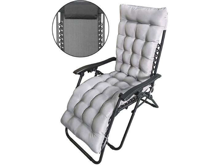 Fauteuil de jardin relax zéro gravité avec coussin matelassé Sintra - Noir