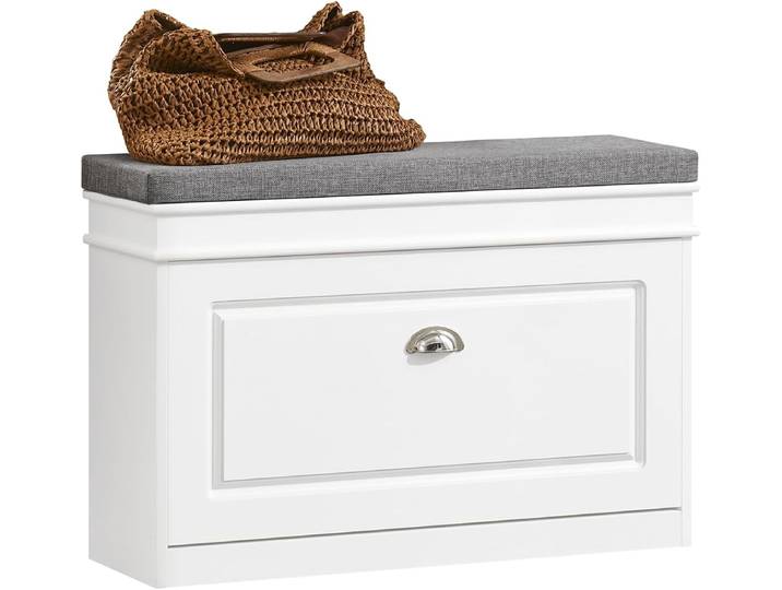 Sobuy - Meuble Chaussure Banc D'Entrée - Banc À Chaussures Avec Rangement À Abattant Et Coussin - Rangement Chaussures Pour Couloir Ou Salon - 75x24x51 Cm\, Capacité 150kg\, Blanc\, Fsr82-l-w