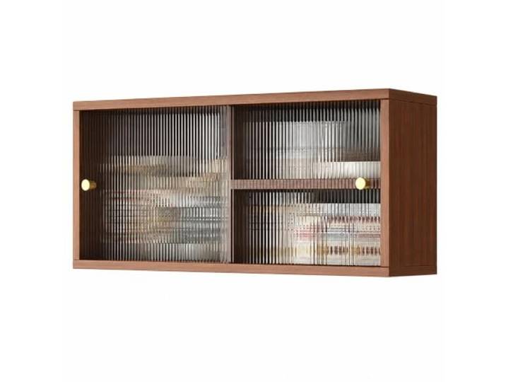 ZDMZR Wandschrank, Glasschiebetür, Wandschrank aus Holz Verstellbarer Innenboden, Metallknöpfe, Staubdichtes Design, Verstärkte Platte, 2 Größen Optionen(80x17x35CM/39x7x14IN)