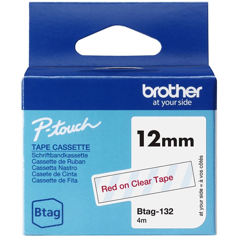 Brother Schriftband 12mmx4m rot/transparent BTAG-132