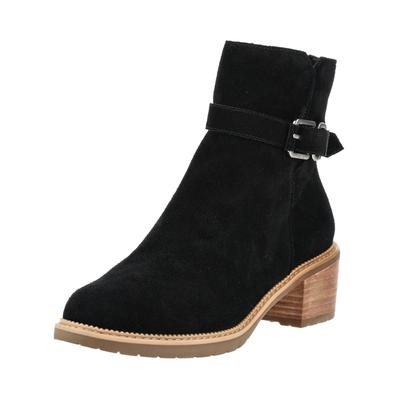 Stiefelette TOMS "TOMS Stiefelette Leder", Damen, Gr. 38,5, schwarz, Leder, Schuhe Stiefelette