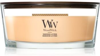Woodwick Tangerine & Citron vela perfumada com pavio de madeira 453.6 g. Tangerine & Citron
