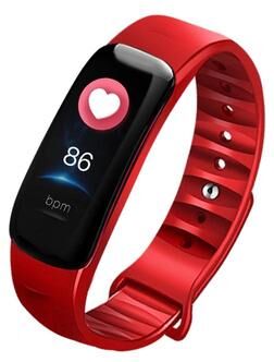 Inspired Deals C1S Smart Fitness Tracker With Heart Rate Monitor IP67 Waterproof Activity Watch red