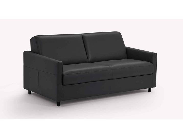 Canapé convertible Cuir BOBBY Cuir - Noir - Couchage 140x192