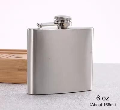 Inspired Living Compact Travel Stainless Steel Hip Flask 10 Oz Pocket Whisky & Wine Bottle 6 Oz