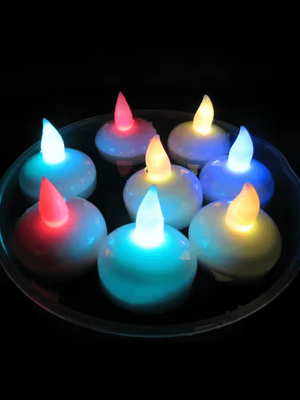 Inspire Curations Waterproof Floating LED Candles Flickering Flameless Tea Lights 12 Piece Set rgb Light 12pcs