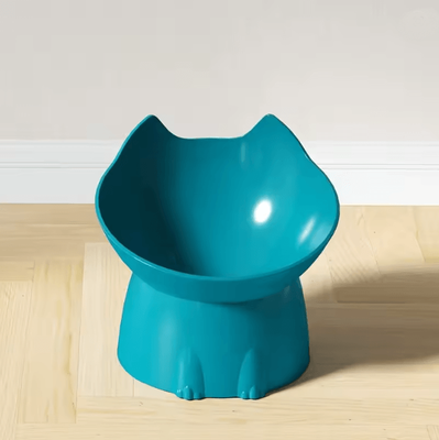 Inspire Essentials Elevated Cat Bowl With Tilted Anti Tip Design blue