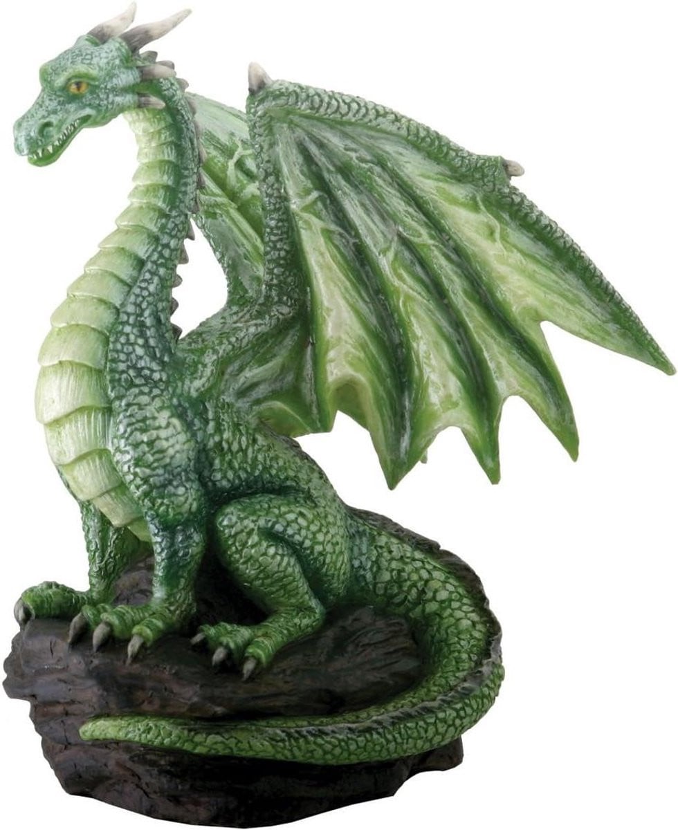 Fantasiesteen met Groene Draak Beeldje voor Tafeldecoratie