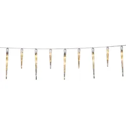 Konstsmide LED Eiszapfen Lichtervorhang, 16 Zapfen, 24 bernsteinfarbene Dioden, 24V, Außen (IP44), weißes Kabel - 2746-802