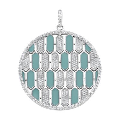 Kettenanhänger "mit Emaille-Einlagen und Zirkonia, Silber 925", blau (silber), GIORGIO MARTELLO MILANO, Schmuckanhänger, Damen, 4,5cm, Kettenanhänger