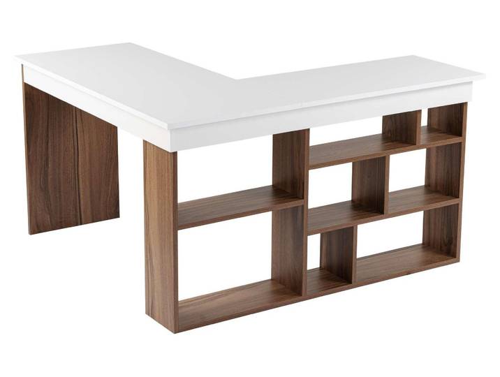 Holzschreibtisch \ Vesper\ 130 x 120 x 72 cm – Nussbaum