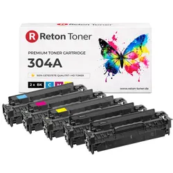 5 Original Reton Toner kompatibel zu HP 304A / CC530A, CC531A, CC532A, CC533A