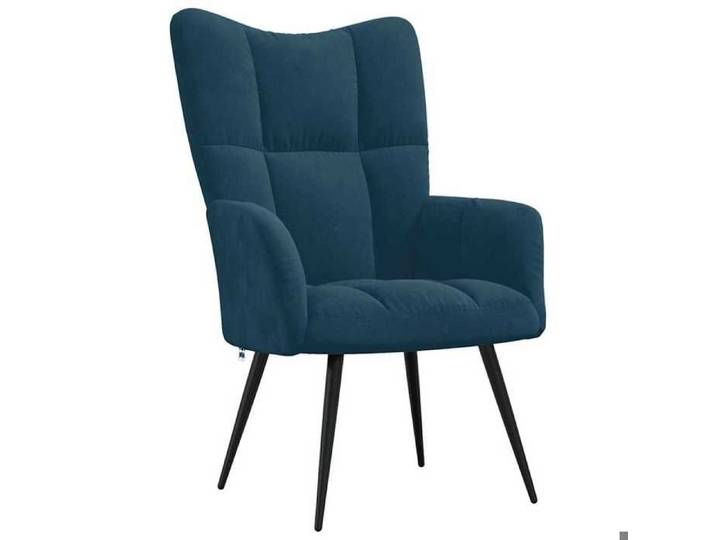 Chaise de relaxation - - cadre en métal et contreplaqué - Fauteuil de Loisirs Bleu Velours 24939