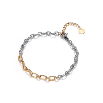 Armband FIRETTI "Schmuck Geschenk Edelstahl Armschmuck Armkette Ankerkette Bicolor", gold (edelstahlfarben, gelbgoldfarben), Armbänder, Damen, 21cm, Edelstahl, Armband
