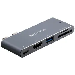 Canyon Docking Station DS-5B (5 Ports), Dockingstation + USB Hub, Grau