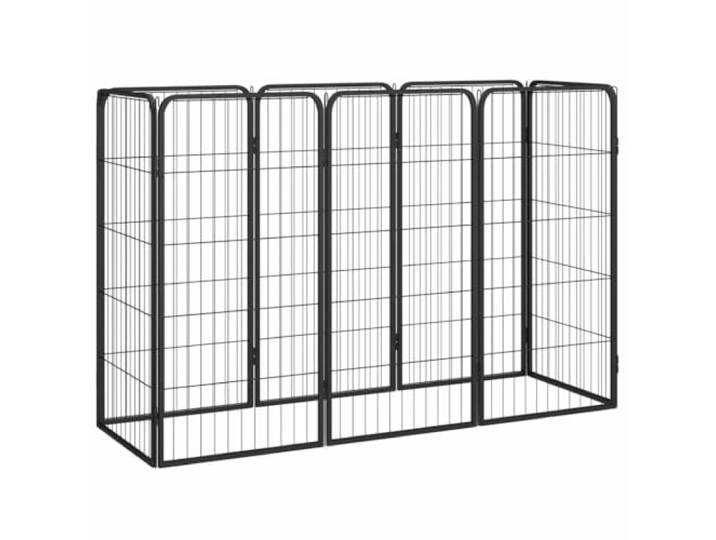 Laufgitter für Hunde, 8 Paneele, Schwarz, 50 x 100 cm, beschichteter Stahl Stabil mit Bodenstangen, einfache Montage, sicherer Übungsraum, für Rasen
