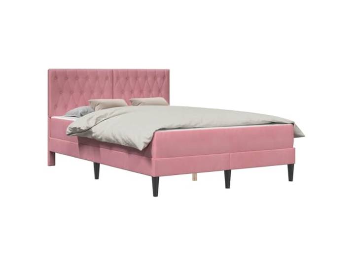HBBMGYD Bettgestell, Velours, mit Matratze und Kopfteil, Rosa, 160 x 200 cm Schmutzabweisender Velours, fester Lattenrost, Unterbettaufbewahrung, stabiles Sperrholz, minimalistischer Stil, Schlafzimmer