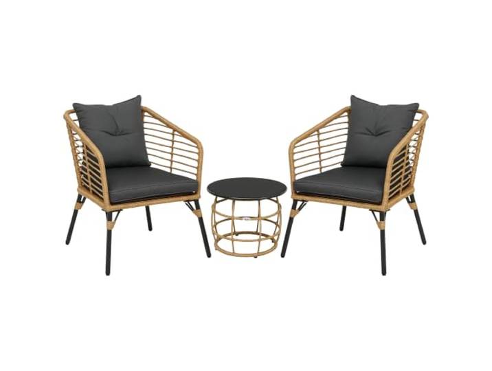 Outsunny Rattan Gartenmöbel-Set 3-TLG. Sitzgruppe 2 Stühle Sand+Dunkelgrau