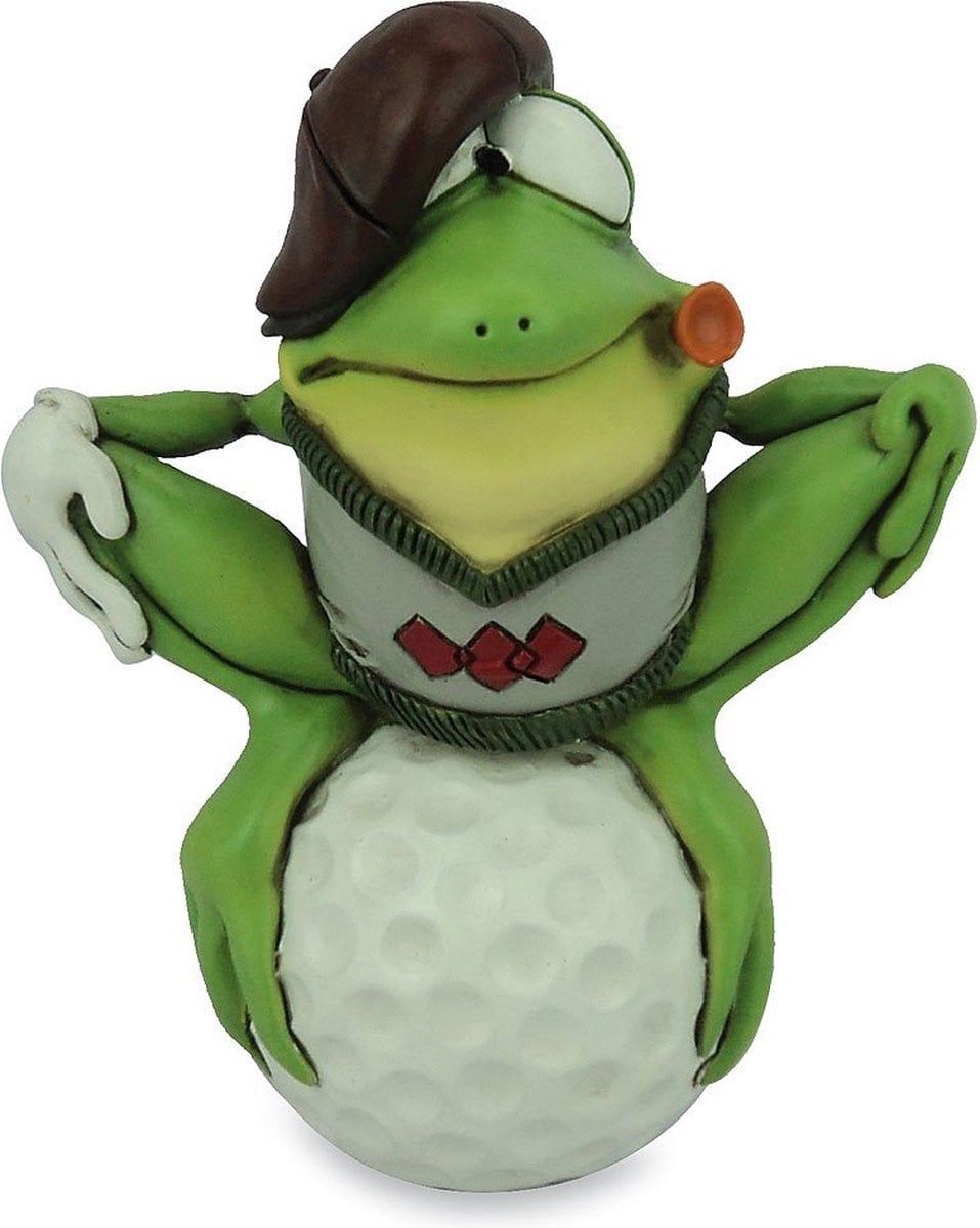 Dierenbeeldje Kikker Freddy de Golfkampioen, Groen, Hoogte: 12 cm