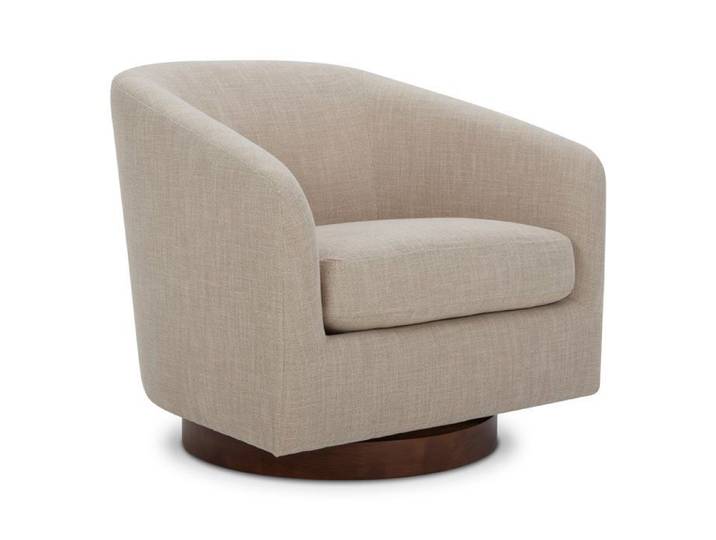 Fauteuil Pivotant CHITA Siège Baquet Rembourré En Tissu Certifié FSC Pour Salon-Beige