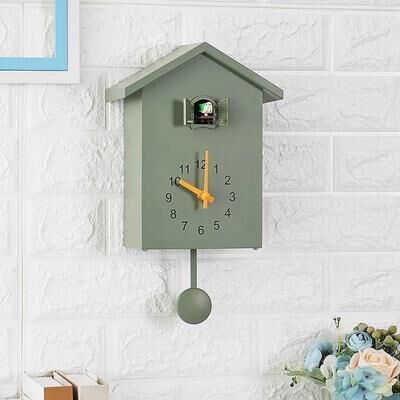 Uplift Essentials Modern Cuckoo Quartz Wall Clock green