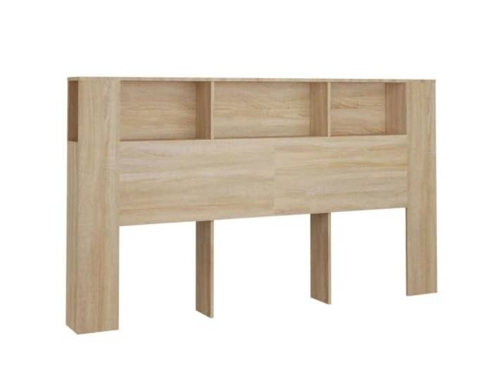 GHVBNMF Kopfteil mit Ablagen Sonoma-Eiche 180x18,5x104,5 cm Funktionales Bett-Kopfteil aus Holzwerkstoff mit 3 Fächern für das Schlafzimmer, ideal als Regal hinter dem Bett.