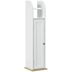 kleankin Schlanker Badezimmerschrank Toilettenpapierhalter verstellbare Regale 20 x 20 x 80 cm/Weiß