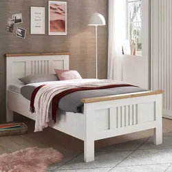 100x200 Bett in Weiß Eichefarben