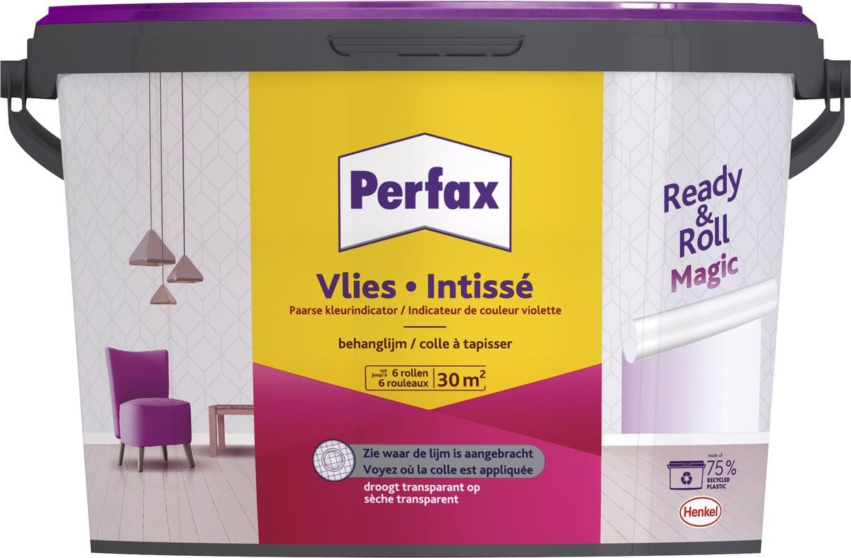 Perfax Ready & Roll Vlies Magic Behanglijm, 4.5 kg, Transparant