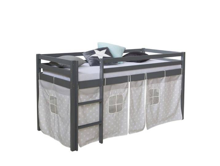 Lit mi-haut 90x200 cm Gris matelas