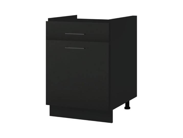 Meuble sous-évier Lovia noir Mat 1 porte coulissante L 80 cm - Cuisineandcie