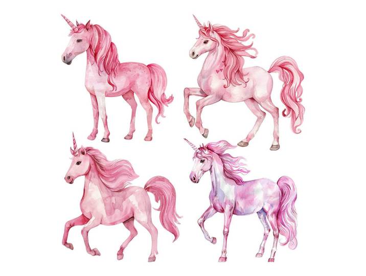 Wallfluent Wandaufkleber 80x116cm - Einhornpferde, Mehrfarbig, Kunststoff, Rechteckig, 80x116x0.1 cm, Tapeten & Wandverkleidungen, Wandtattoos & Sticker, Wandtattoos