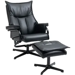 HOMCOM Relaxsessel mit Hocker, drehbarer Ruhesessel, TV-Sessel mit Liegefunktion