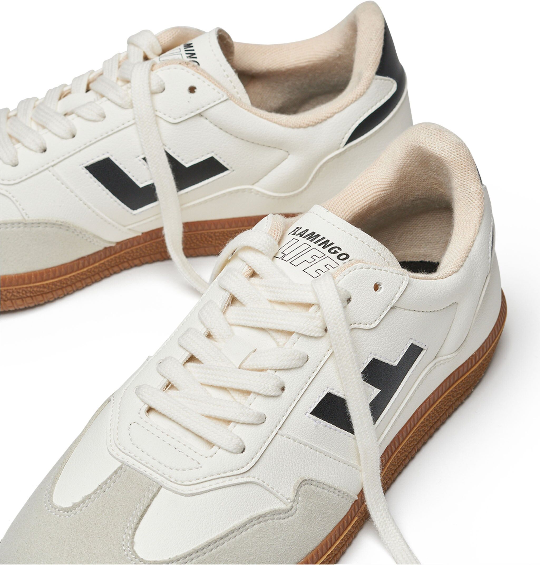 Sneaker FLAMINGOS LIFE "BURELA SLIM", Damen, Gr. 38, schwarz (panna schwarz), Synthetik, Textil, Schuhe Sneaker, veganer Sneaker, Obermaterial aus 70% Maisresten panna schwarz 38