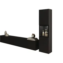 Wohnwand  Berlin , schwarz , Maße (cm): B: 210 H: 130