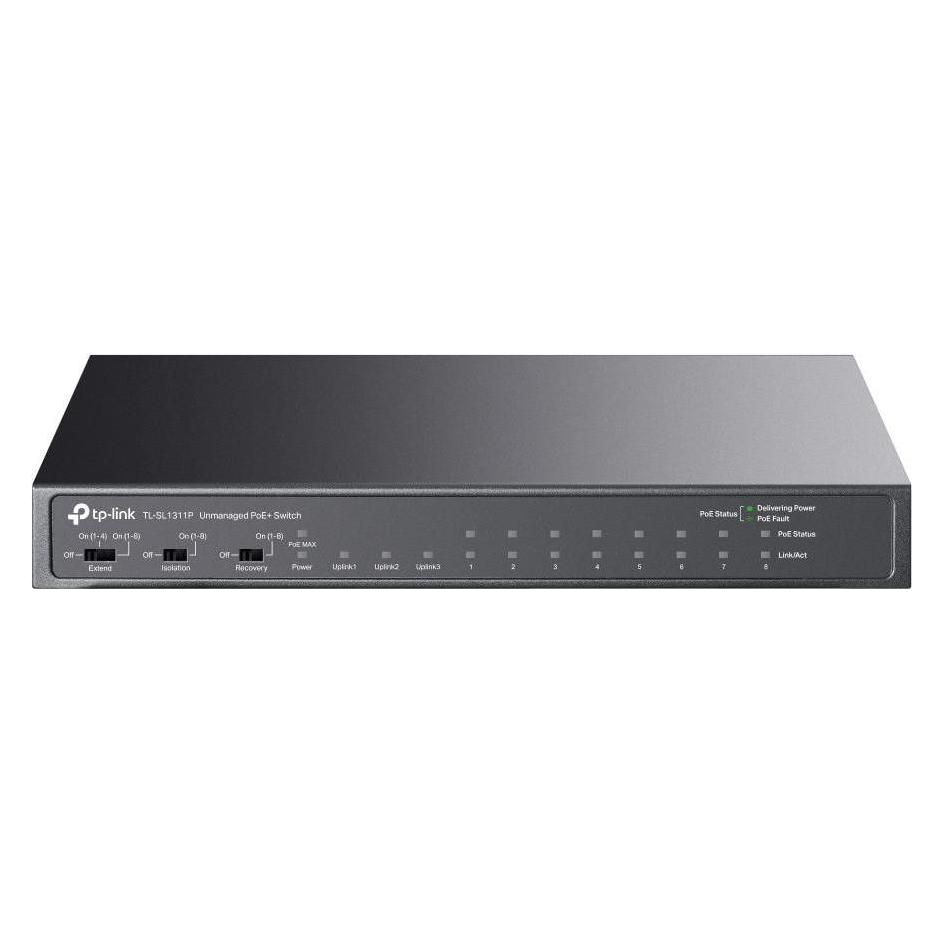 TP-Link 8-Port 10/100Mbps + 3-Port Gigabit Desktop Switch with 8-Port PoE+ (11 Ports) (TL-SL1311P)