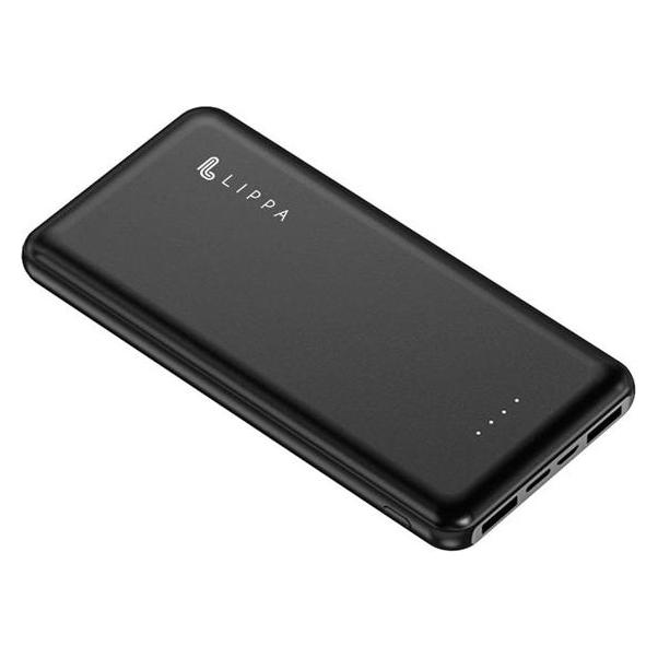 Lippa 10.000 mAh Powerbank 2 x USB-A Output - Black Powerbank - Sort - 10000 mAh (10000 mAh) (LPPB10000)