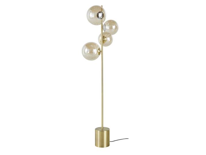 Lampadaire en acier doré et 4 globes en verre, H150 cm