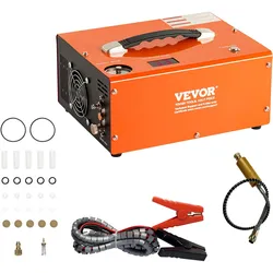 VEVOR PCP Kompressor 30Mpa/4500PSI Luftkompressor 0,5L DC12V & AC120V Tauchkompressor Luftpump inkl. 8-mm-Hochdruckschlauchs mit Schnellkupplung Batterieklemmen Filterwatte Airgun Gewehr